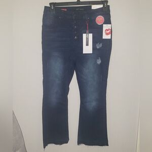 Hot Kiss Women's Mid Rise Flare Leg Stretch Blue Jeans Size 9    (W30" x L24.5")